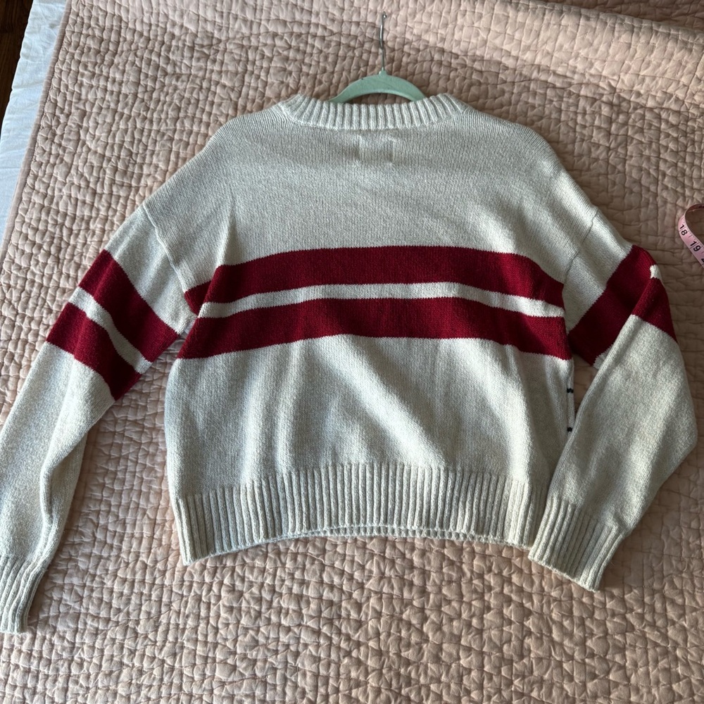 AE x Peanuts Snoopy Striped Knit Sweater - Cream & Red - Picture 6 of 6